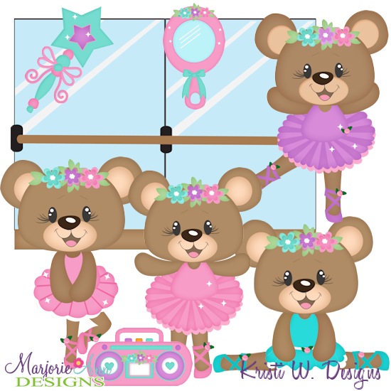 Ballerina Bears SVG Cutting Files Includes Clipart - Click Image to Close